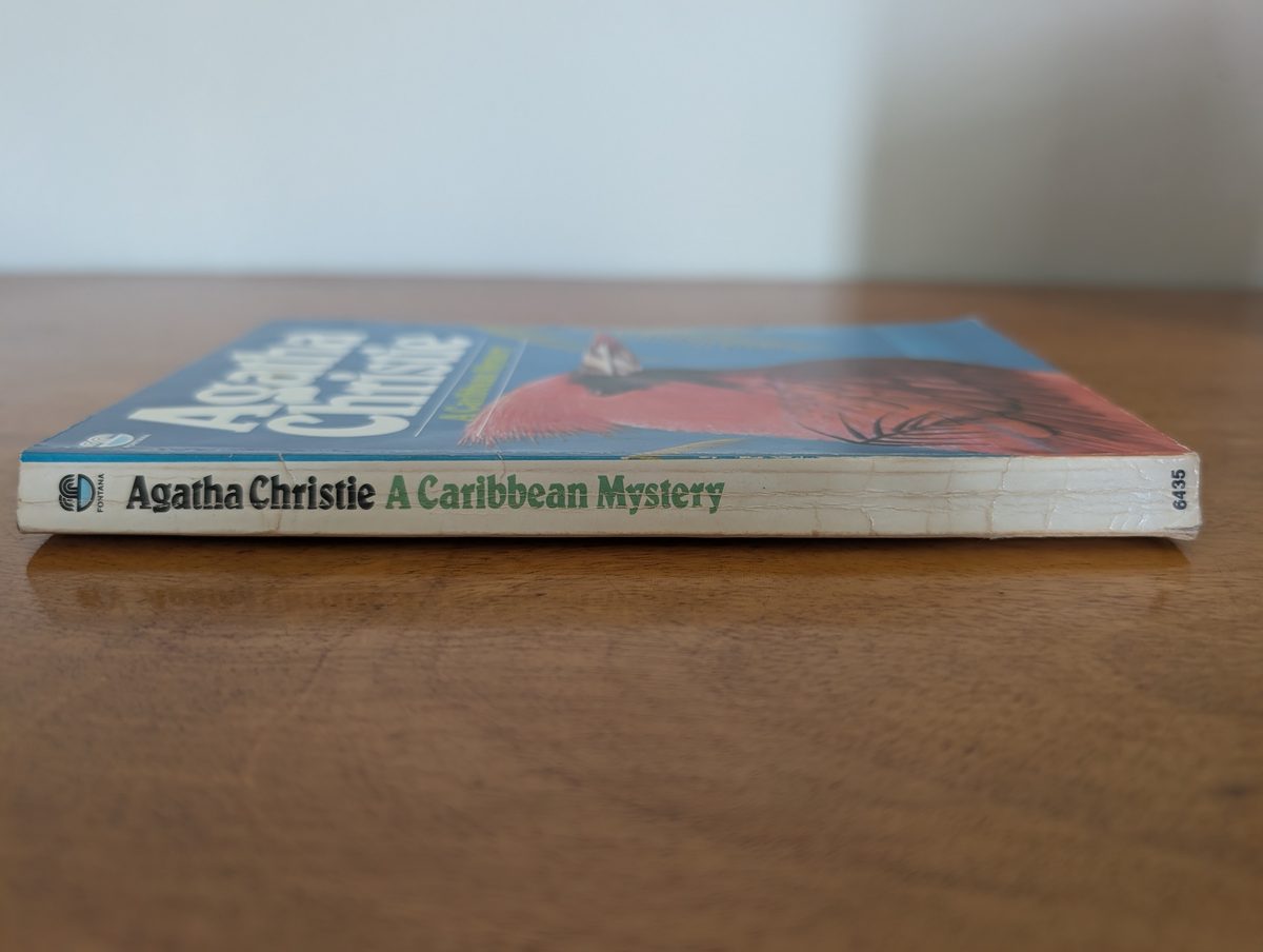 Spine of A Caribbean Mystery, Fontana/Collins 1981, showing reading creases