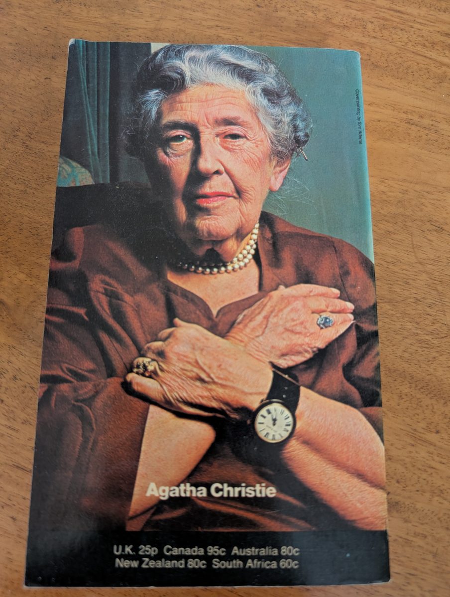 Back cover of By the Pricking of My Thumbs, Fontana/Collins 1971, showing photograph of Agatha Christie