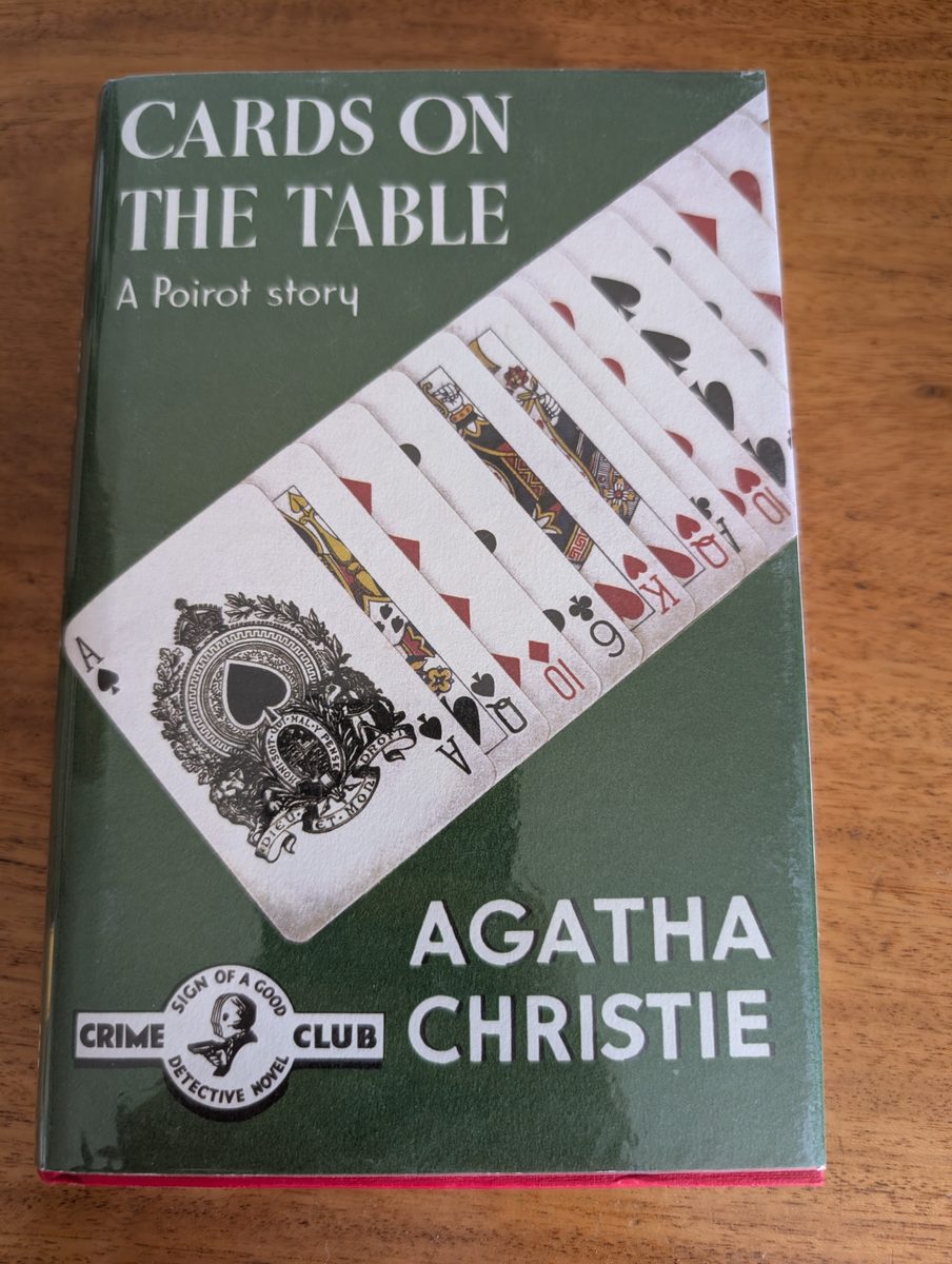 Front cover of Cards on the Table by Agatha Christie, Collins Crime Club facsimile hardback in dust jacket