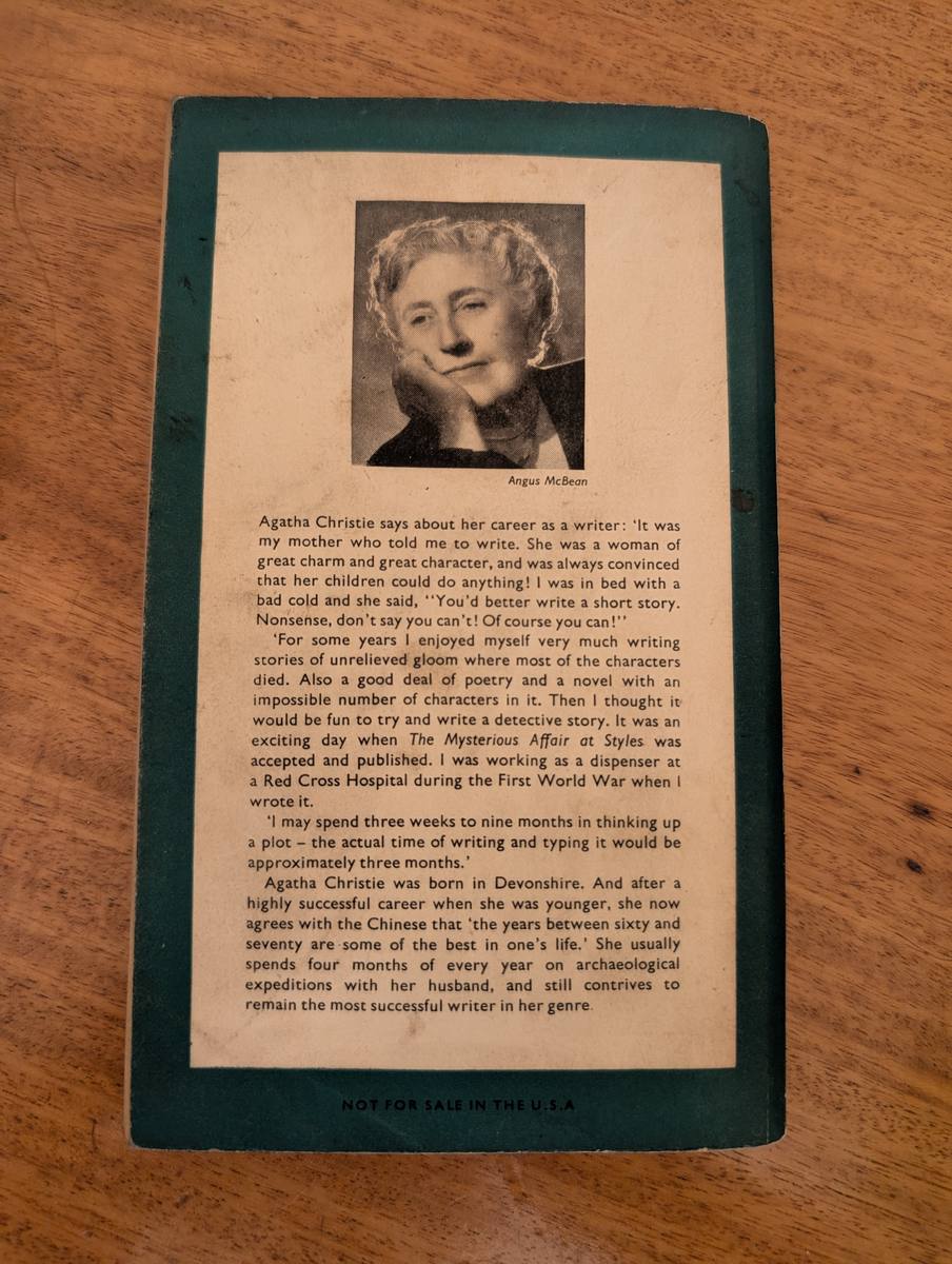 Back cover of Death Comes as the End by Agatha Christie