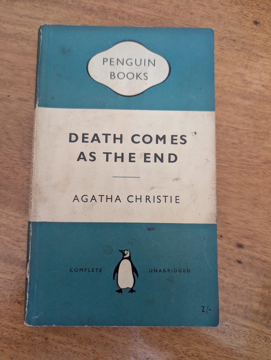 Front cover of Death Comes as the End by Agatha Christie, Penguin 1954 paperback