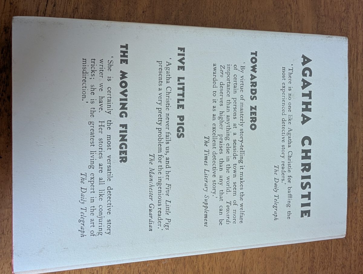 Back cover of Death Comes as the End by Agatha Christie