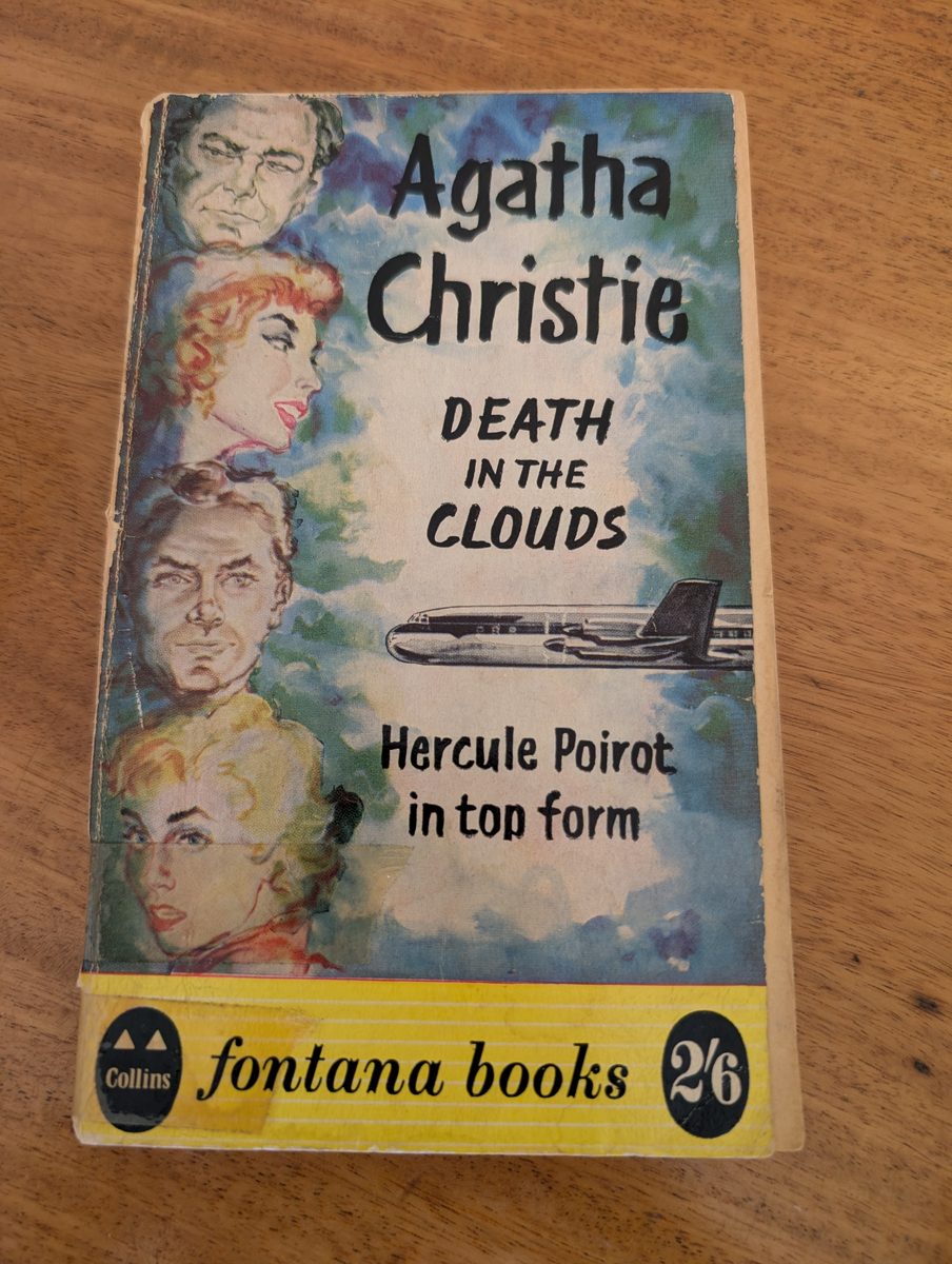Front cover of Death in the Clouds by Agatha Christie, Collins 1959 paperback