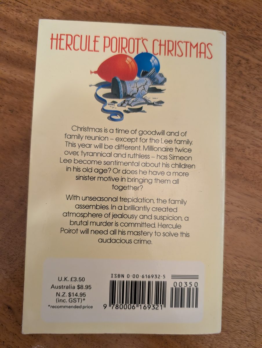 Back cover of Hercule Poirot's Christmas - Fontana Christie Collection paperback