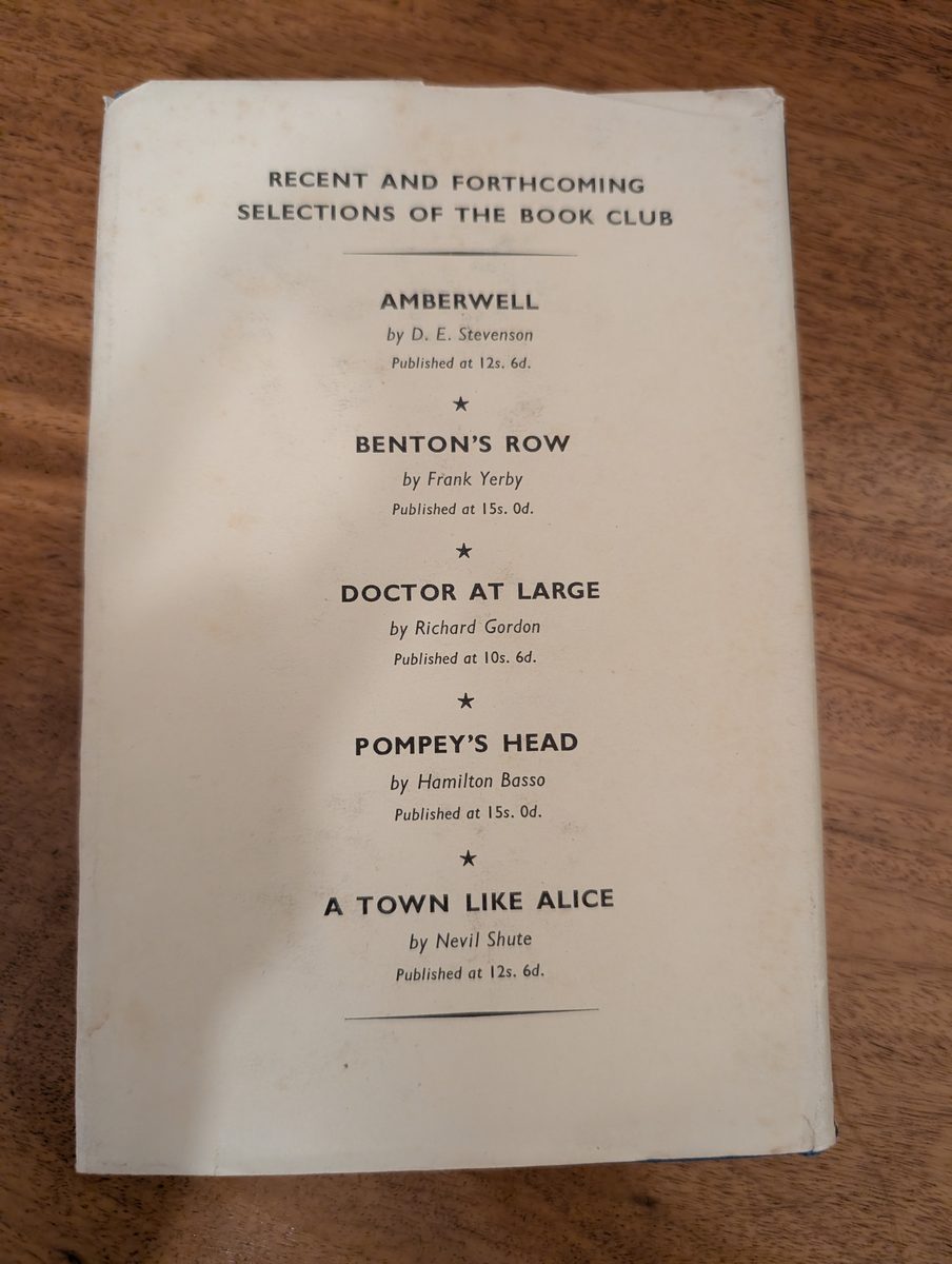 Back cover of Hickory Dickory Dock - Collins Book Club hardback 1956