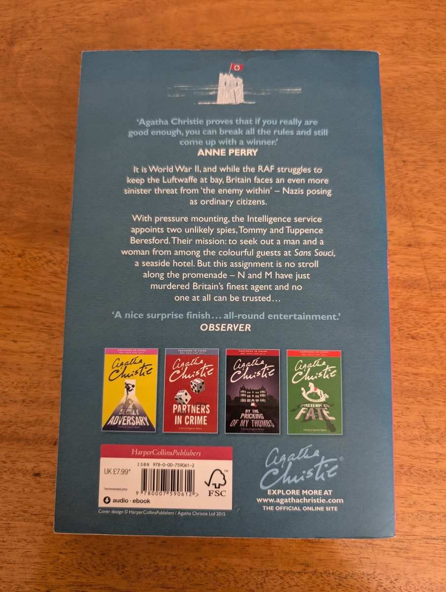 Back cover of N or M? - HarperCollins 2015 paperback