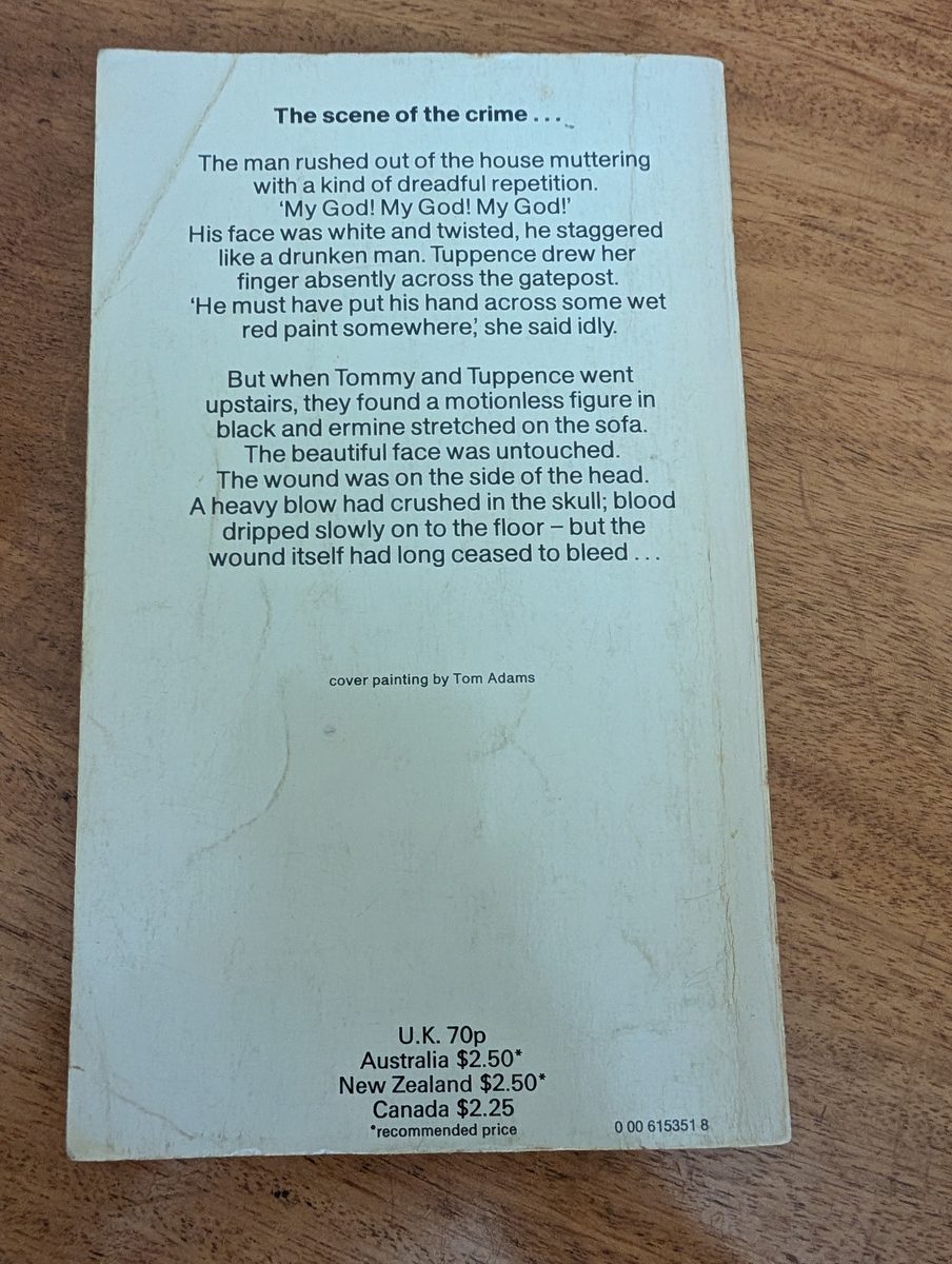 Back cover of Partners in Crime - Fontana 1978 paperback