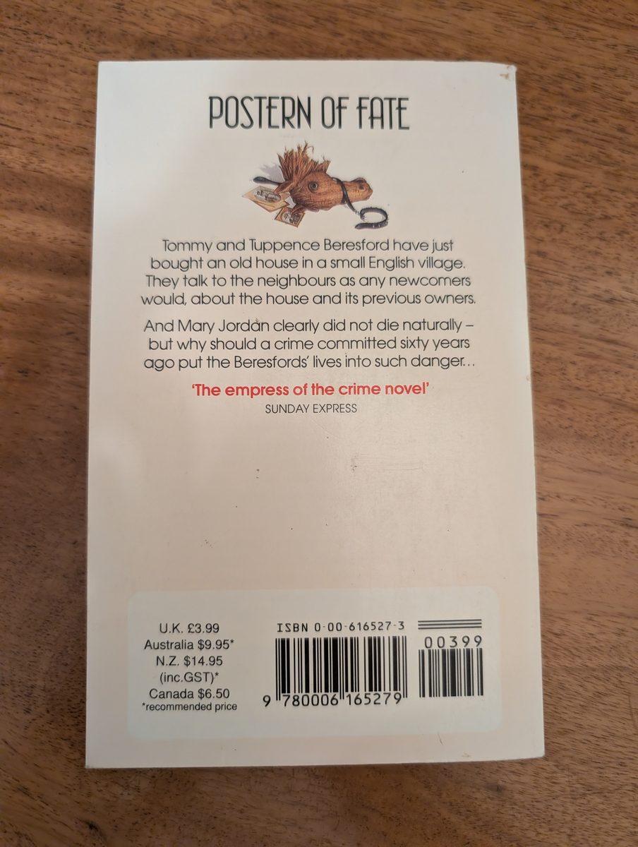 Back cover of Postern of Fate - Fontana Christie Collection paperback