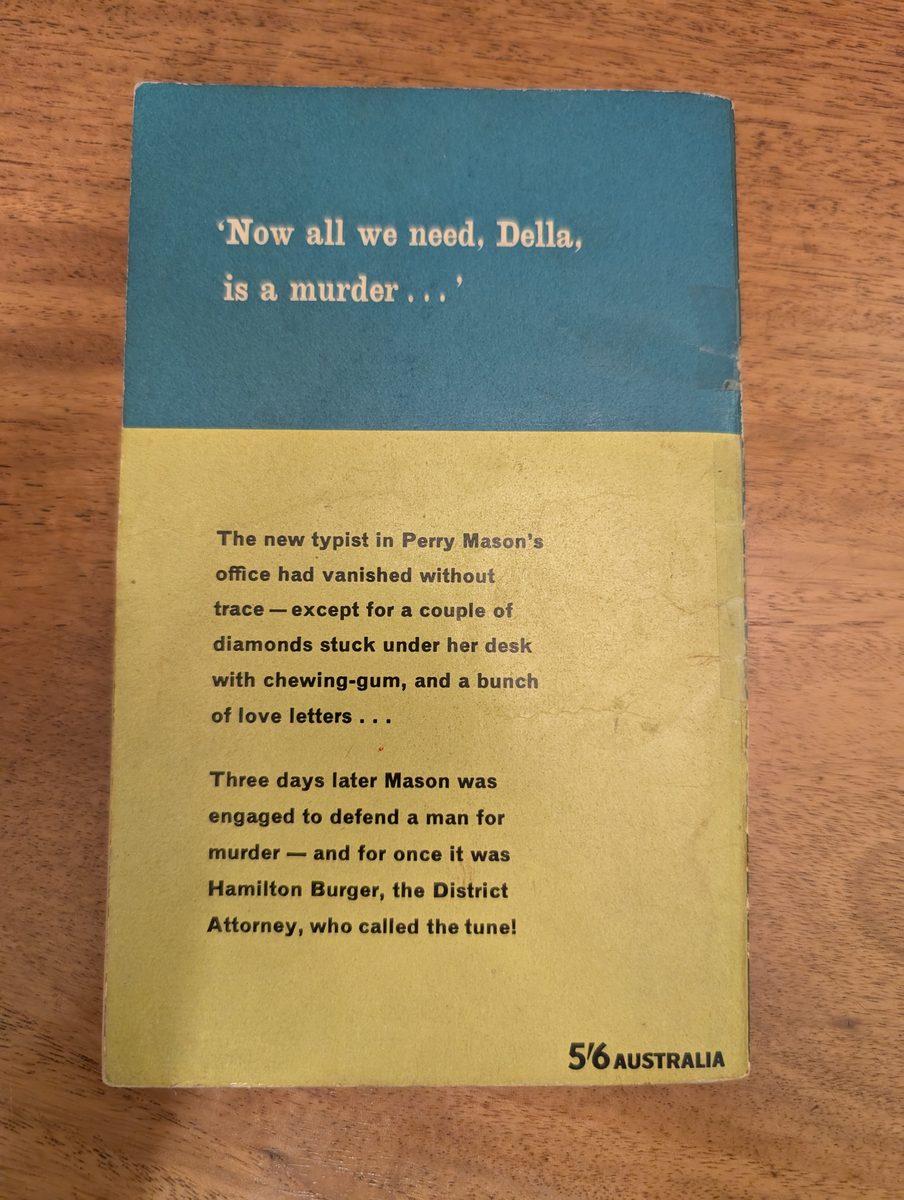 Back cover of The Case of the Terrified Typist - Pan Books 1964 Perry Mason paperback
