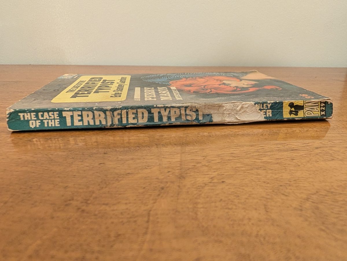 Spine of The Case of the Terrified Typist - Pan Books 1964 Perry Mason paperback