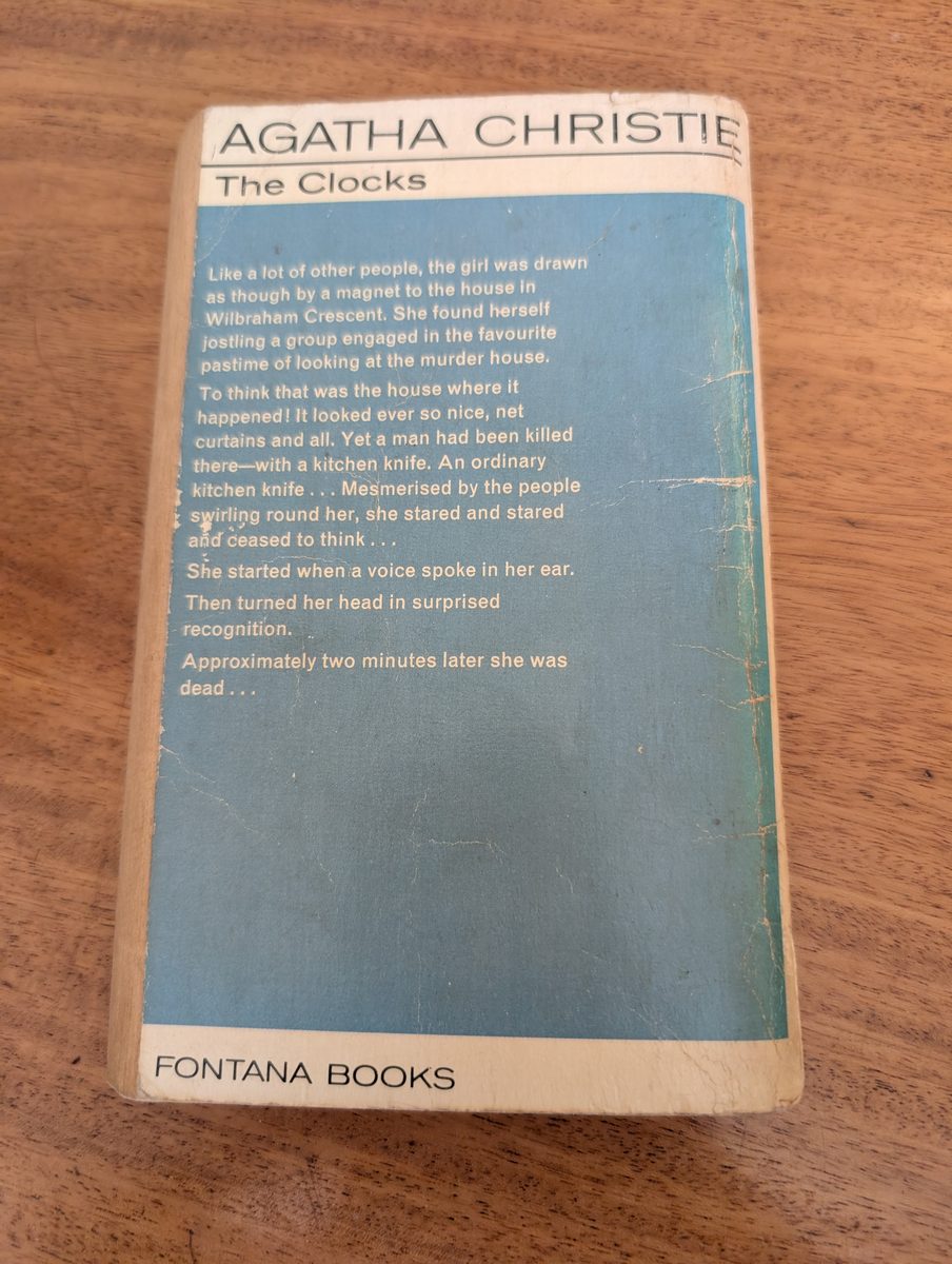 Back cover of The Clocks by Agatha Christie