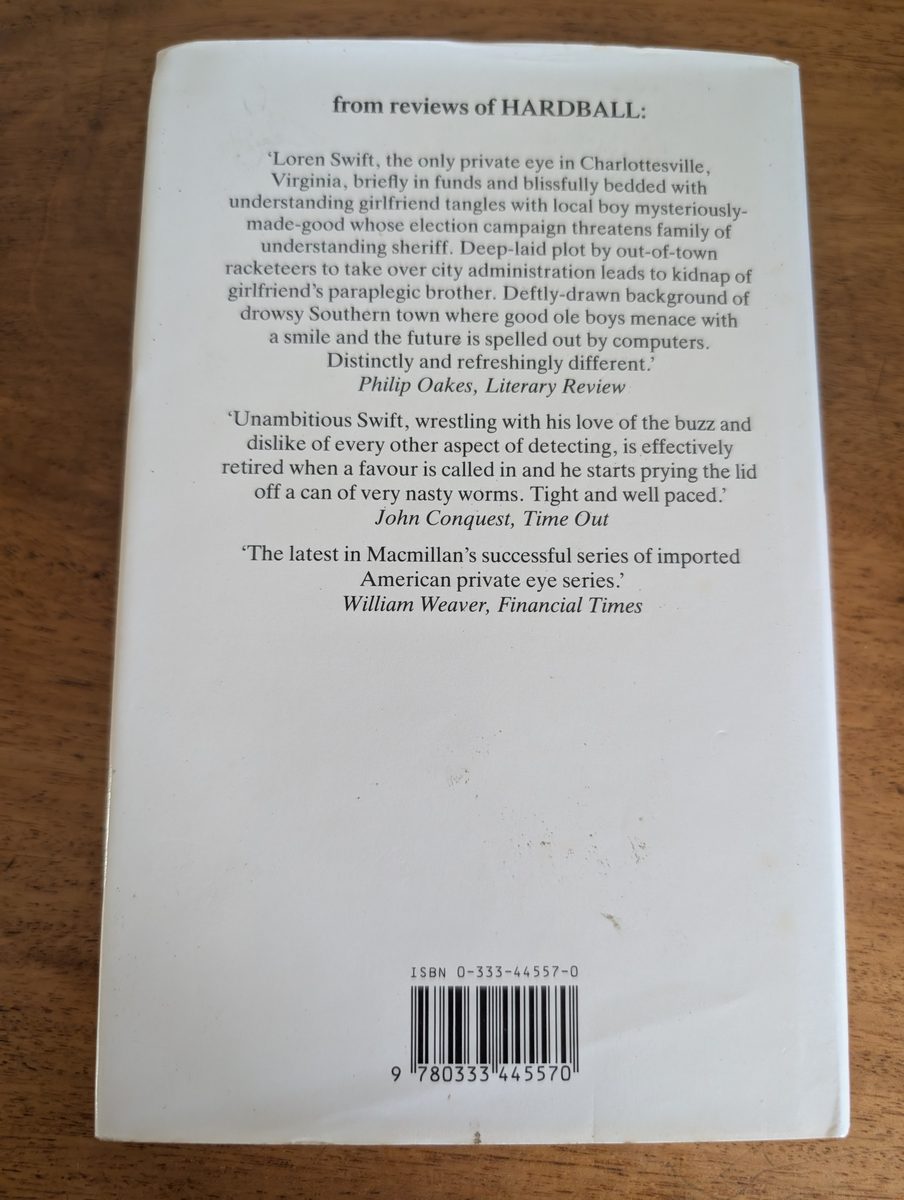 Back cover of The Dark Side by Doug Hornig, Macmillan 1987 hardback
