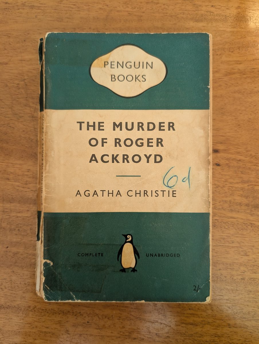 Front cover of The Murder of Roger Ackroyd by Agatha Christie, Penguin 1955 paperback