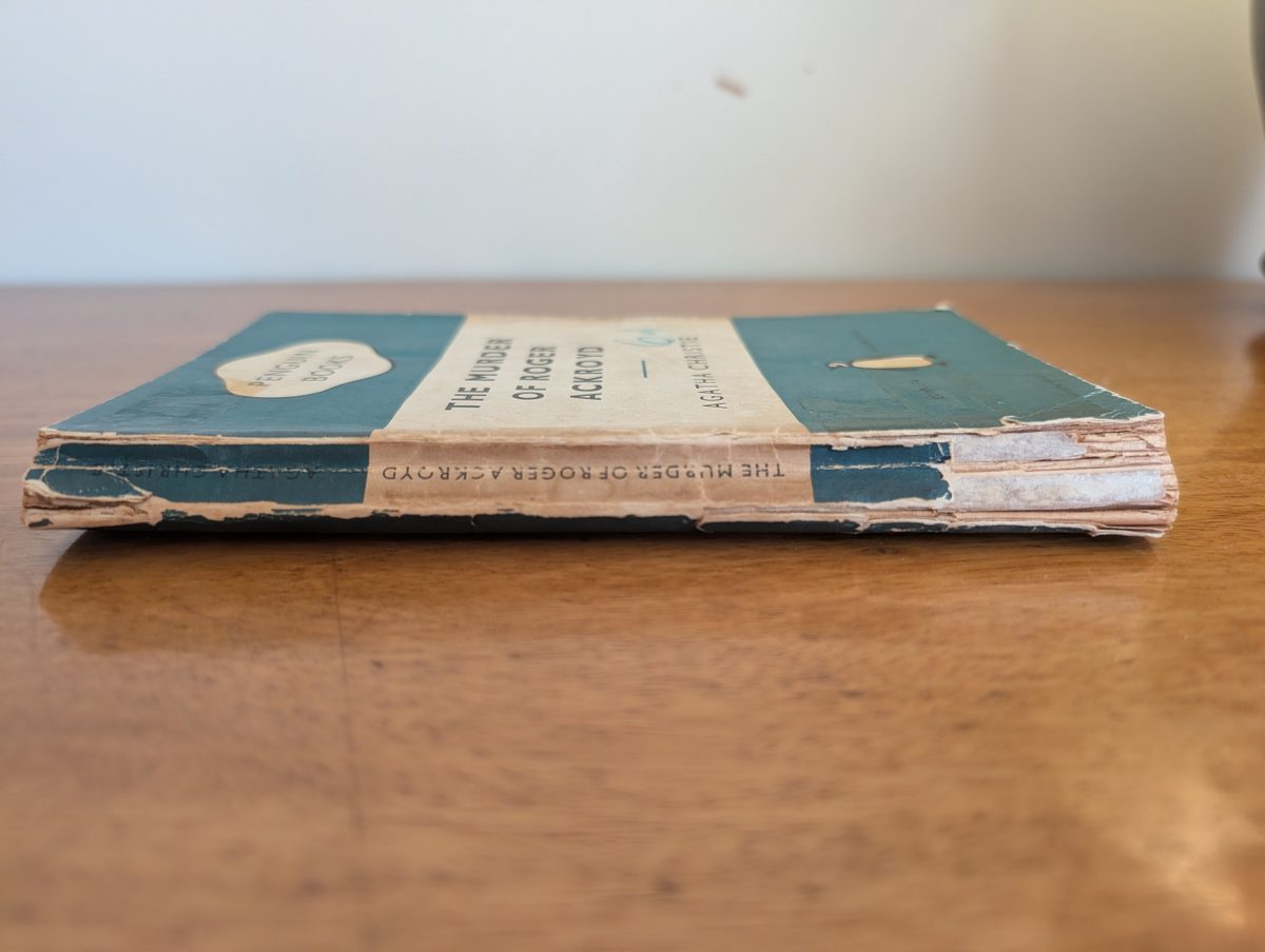 Spine of The Murder of Roger Ackroyd by Agatha Christie